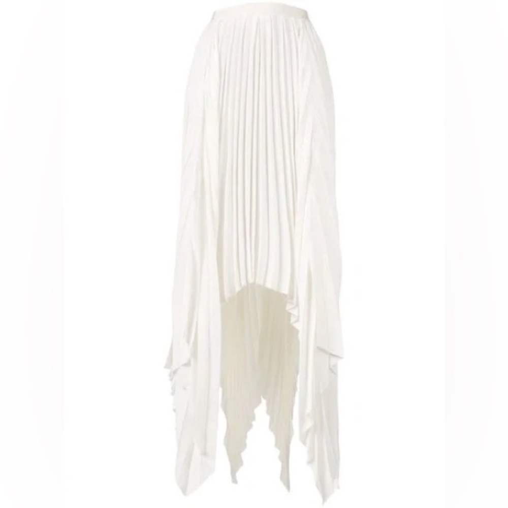 SOLD Khaite Charlotte Pleated Asymmetrical crepe skirt in white
